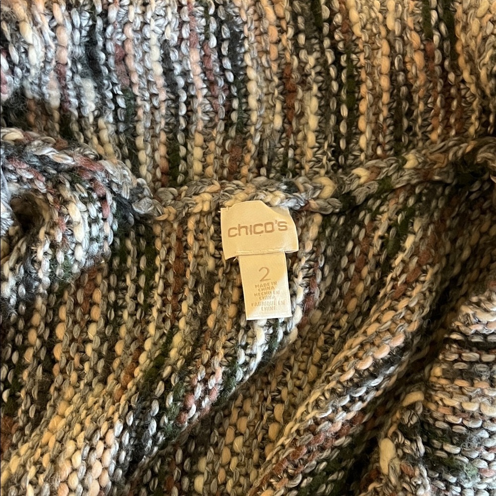 Chico's Multicolor Fringe Cardigan Sweater, Chicos 2 (12-14), EUC - Picture 4 of 6